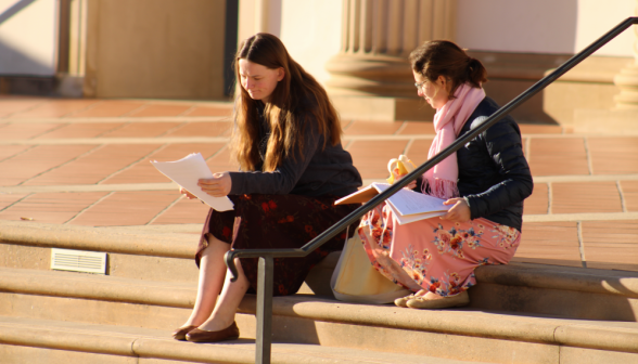 Two study on the Chapel steps