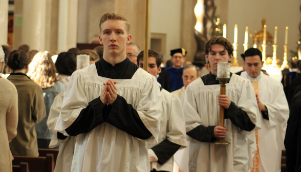 The altar servers recess