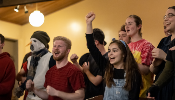 Students cheer