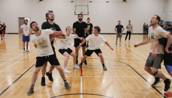 Players jockey to catch the rebound