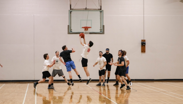 A student makes a shot