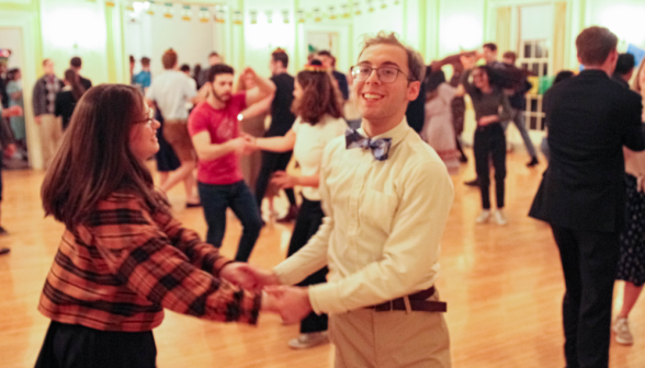 A student pair dances