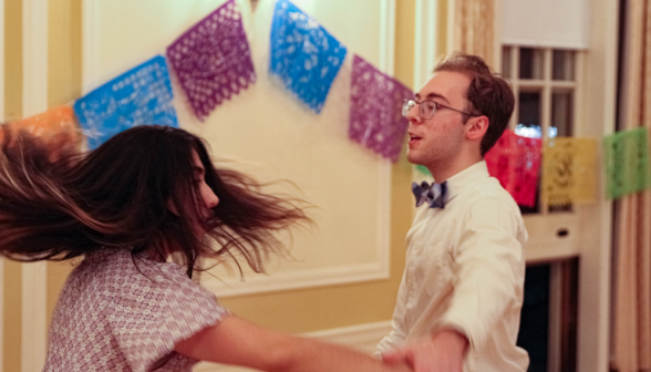 A student pair dances