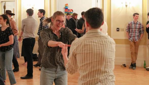 A student couple dances