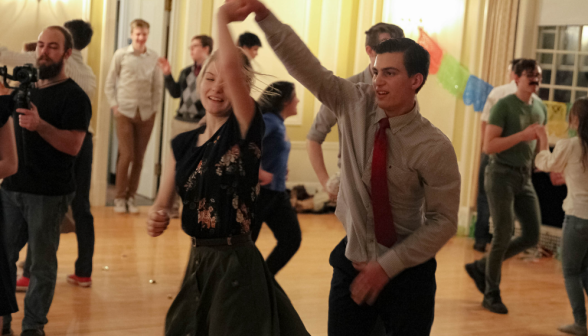 A student pair dances