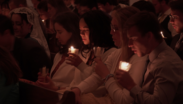 Students with their candles