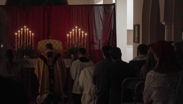The Eucharist reposed at the temporary altar