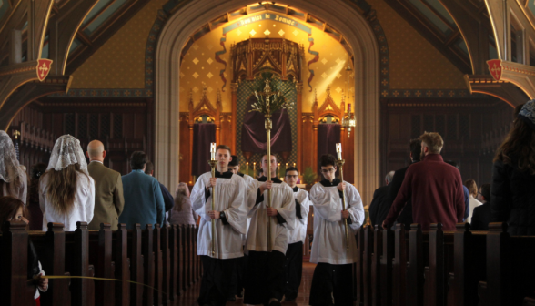 The altar servers recess