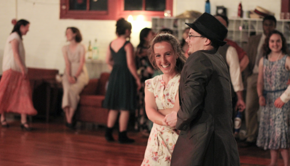 A student couple dances