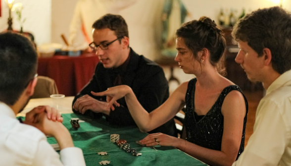 Students play poker
