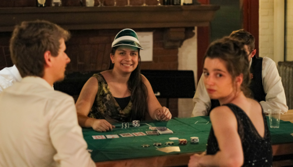 Students play poker