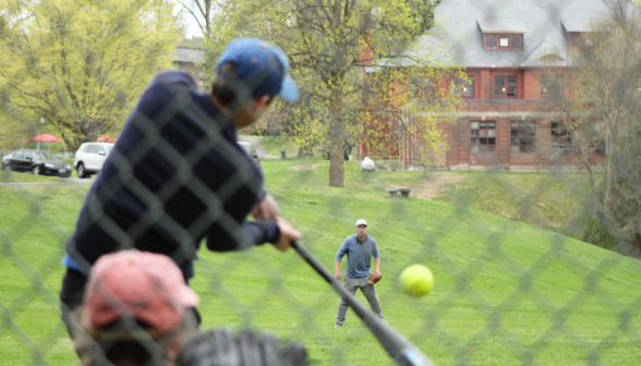 The batter swings