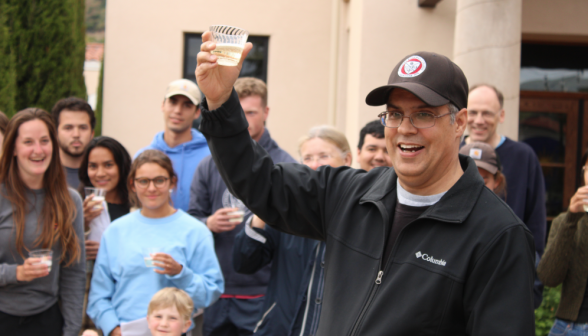 Mr. Goyette raises his glass