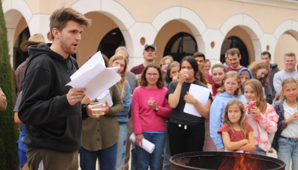 A student about to burn their thesis