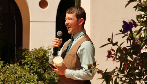 A student gives a toast