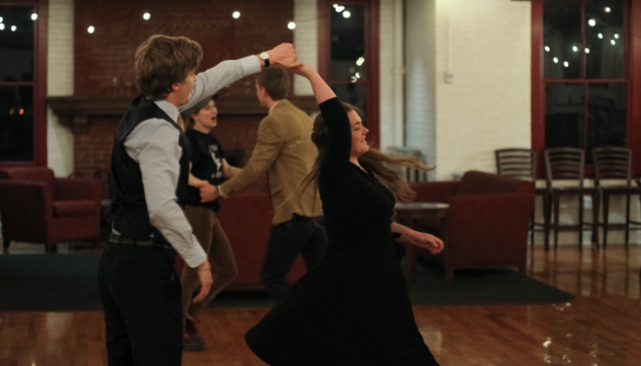 A student couple dances