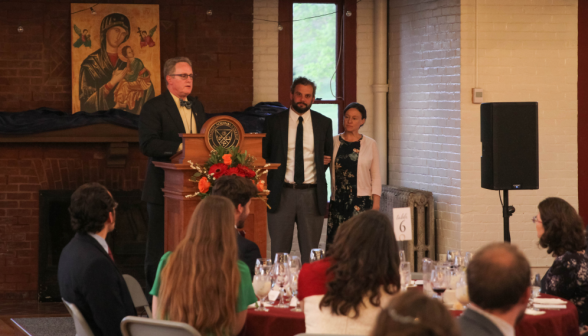 Dr. Cain introduces Mr. Shivone and his wife as the new assistant dean