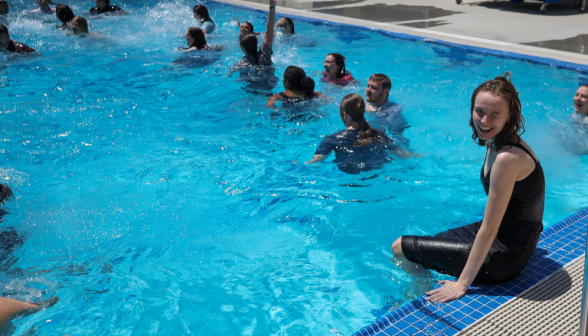 Seniors jump in the pool