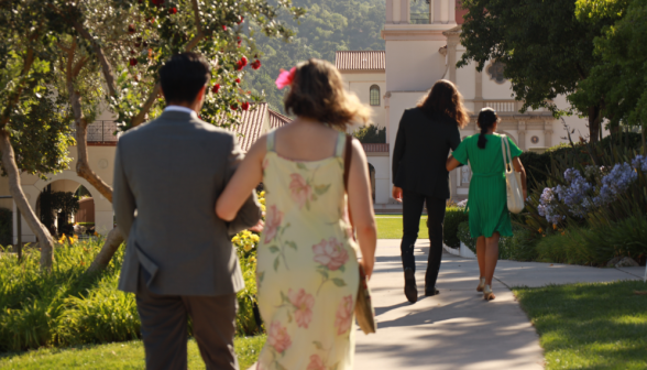 Gentlemen escort the ladies to the banquet