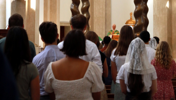 Students at Mass