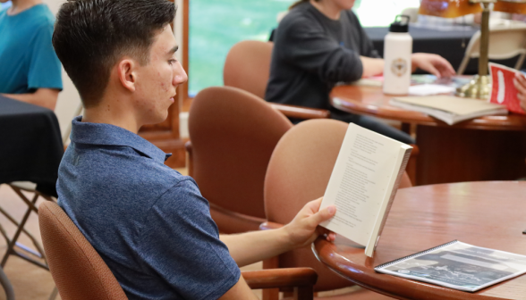 A student reads