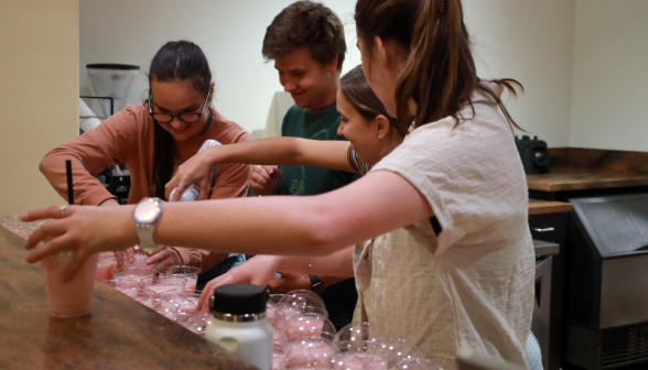 Prefects prepare pink drinks