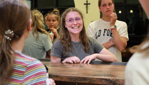 A student gives prefects a big smile