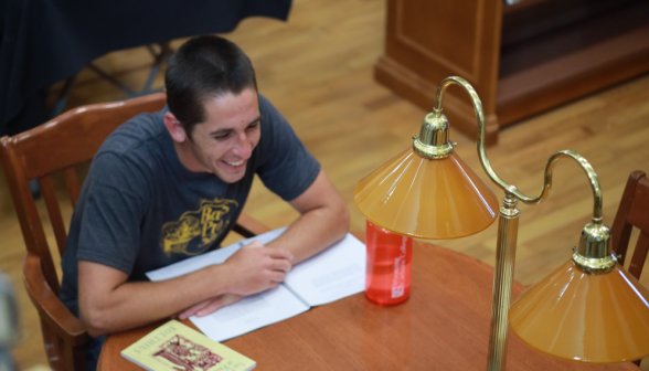 A student at a desk