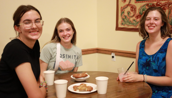 Three at a coffee shop table