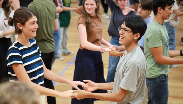 Student pairs in swing position