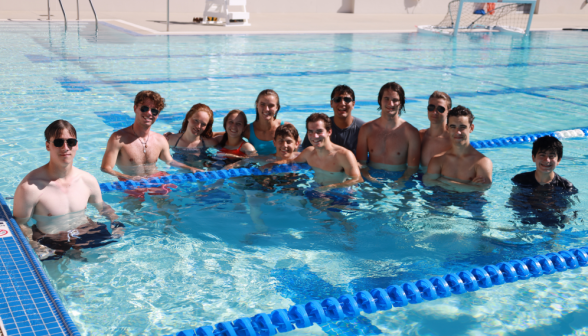 Several in the pool pose