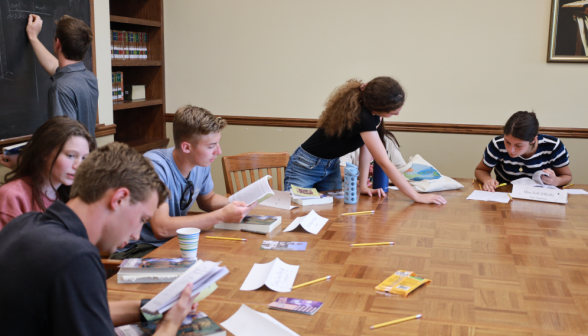 Studying at the classroom table