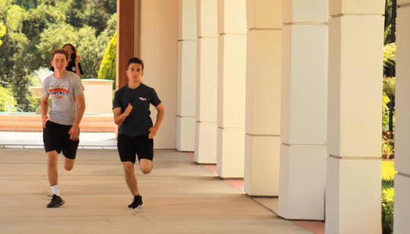 Three sprinting