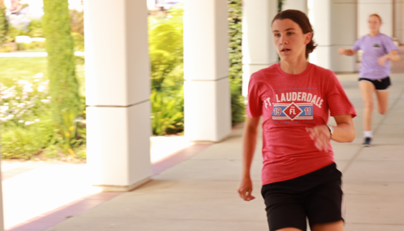 A student runs