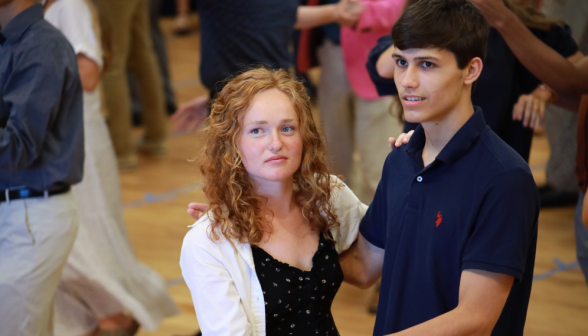 A student pair in waltz position