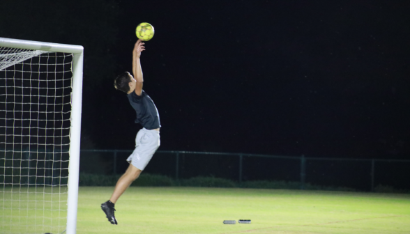 Goalie deflects the ball