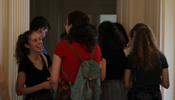 Students queue up for lunch