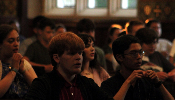 Students pray the Rosary