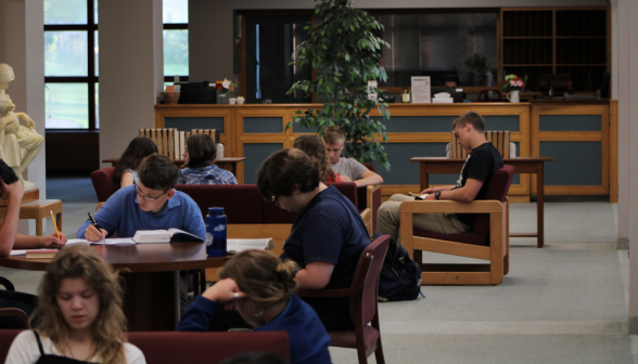 Many study in the main area of the library