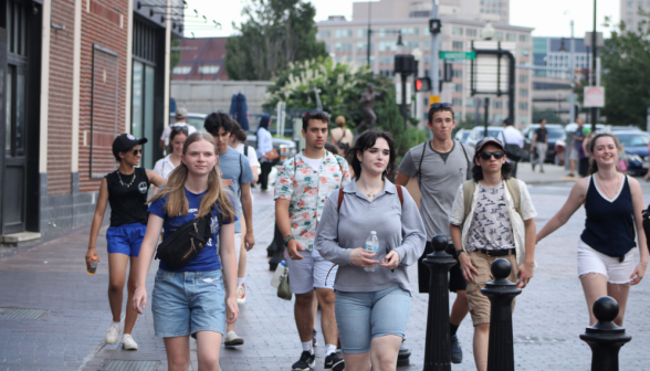 Students walk the Trail