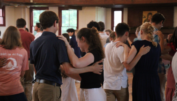 Students practice dancing