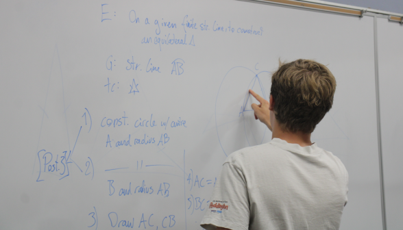 A student practices props at the board