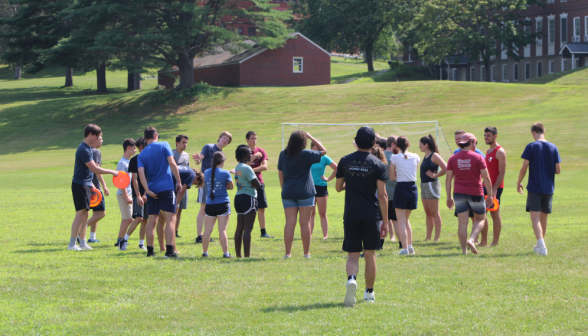 Students gather on the field