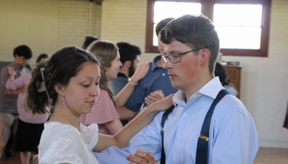 A student pair dances