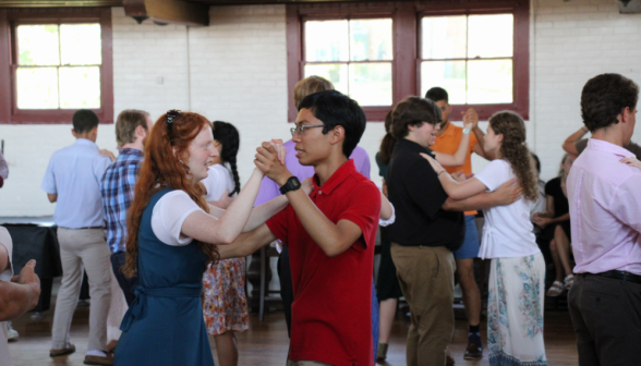 A student pair dances