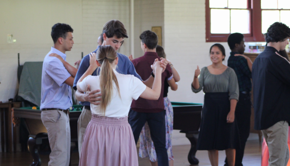 A student pair dances