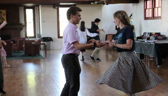 A student pair dances