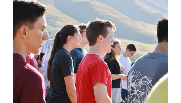 Students on sunrise hike