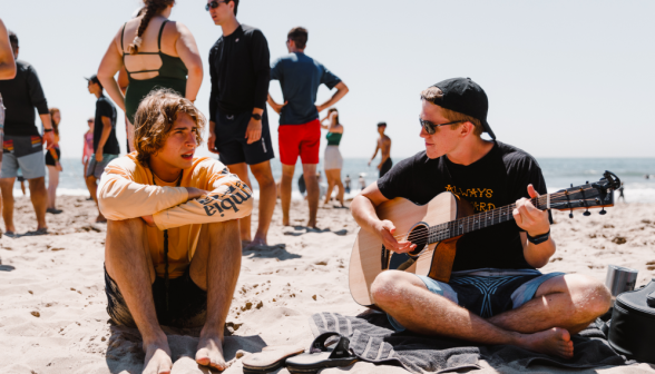 Enjoying a little bit of music on the beach