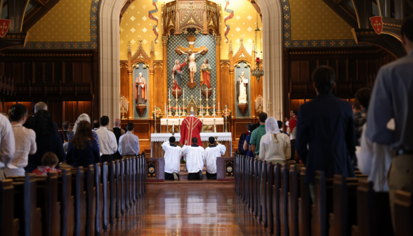 View down aisle